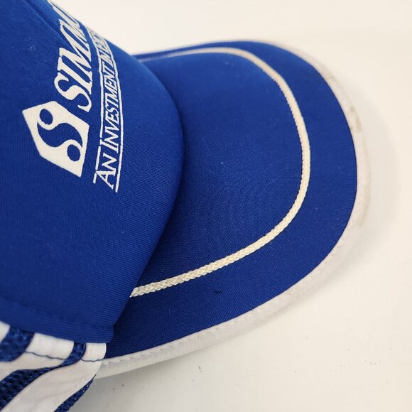 Simmons Mattress Three Stripe Vintage Trucker Hat Blue White - Picture 10 of 10